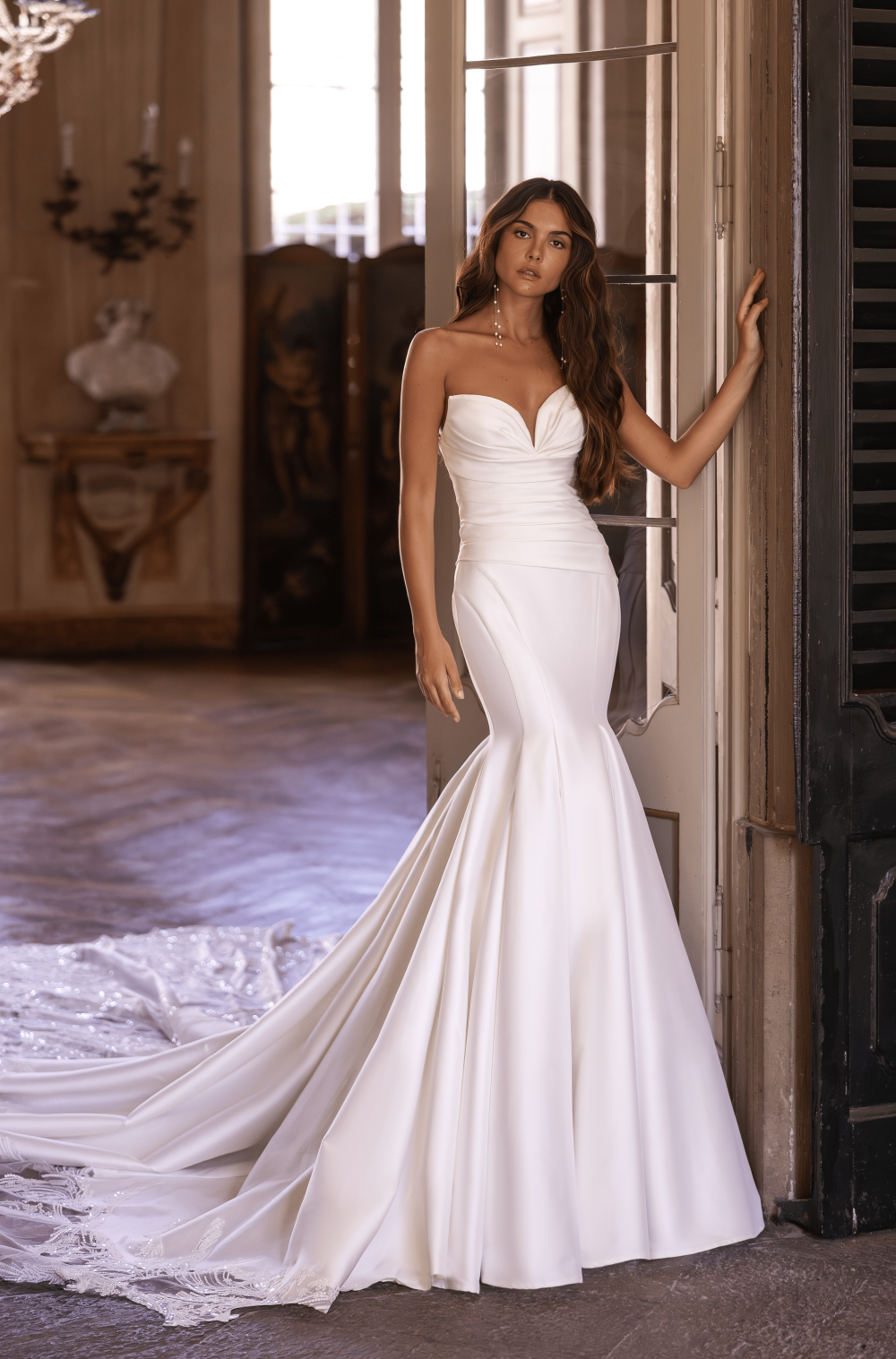 white christmas dresses Elegant Satin Ballgown Wedding Dress with Pockets 14 US / Off White main image 1