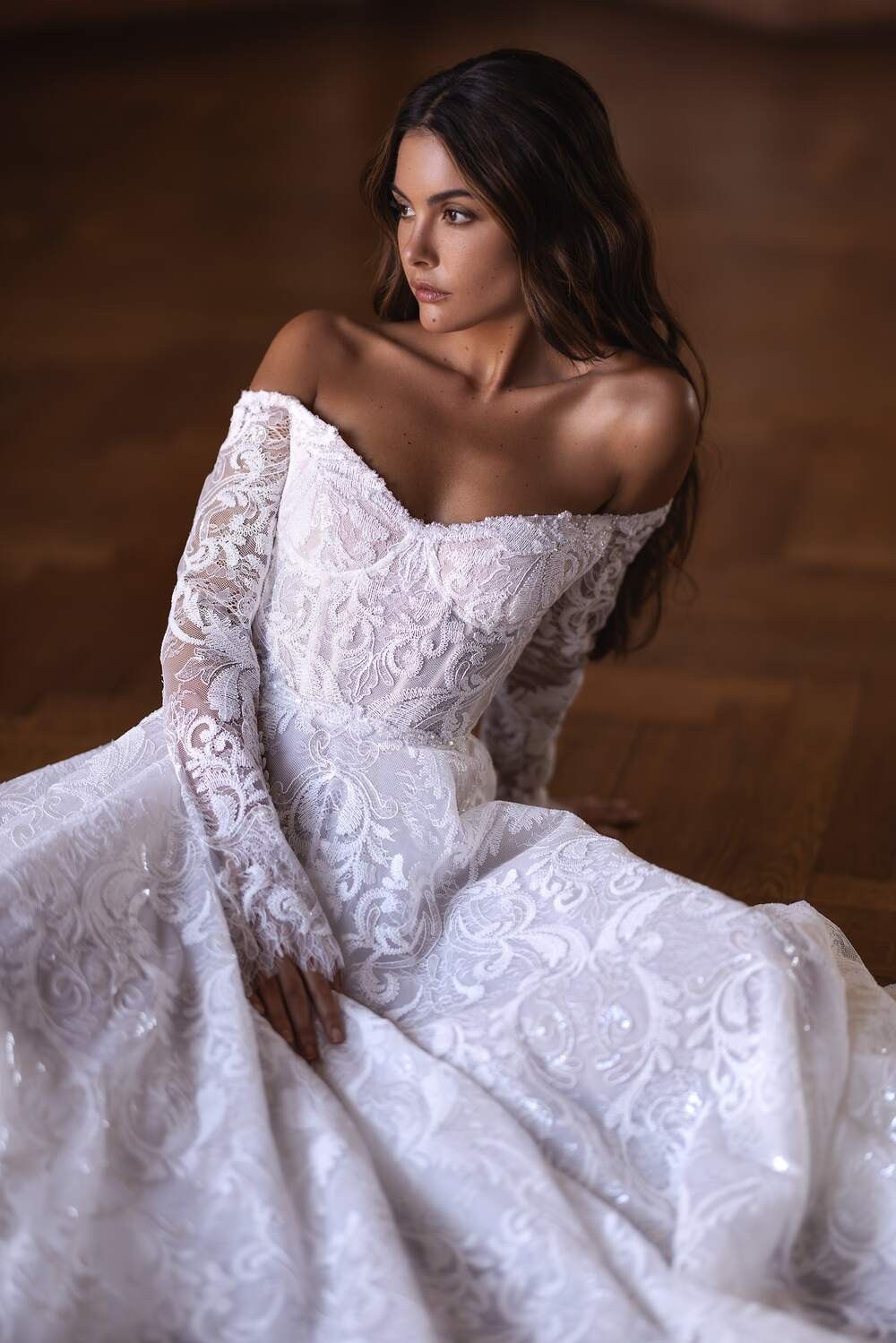 Off-the-shoulder wedding dresses