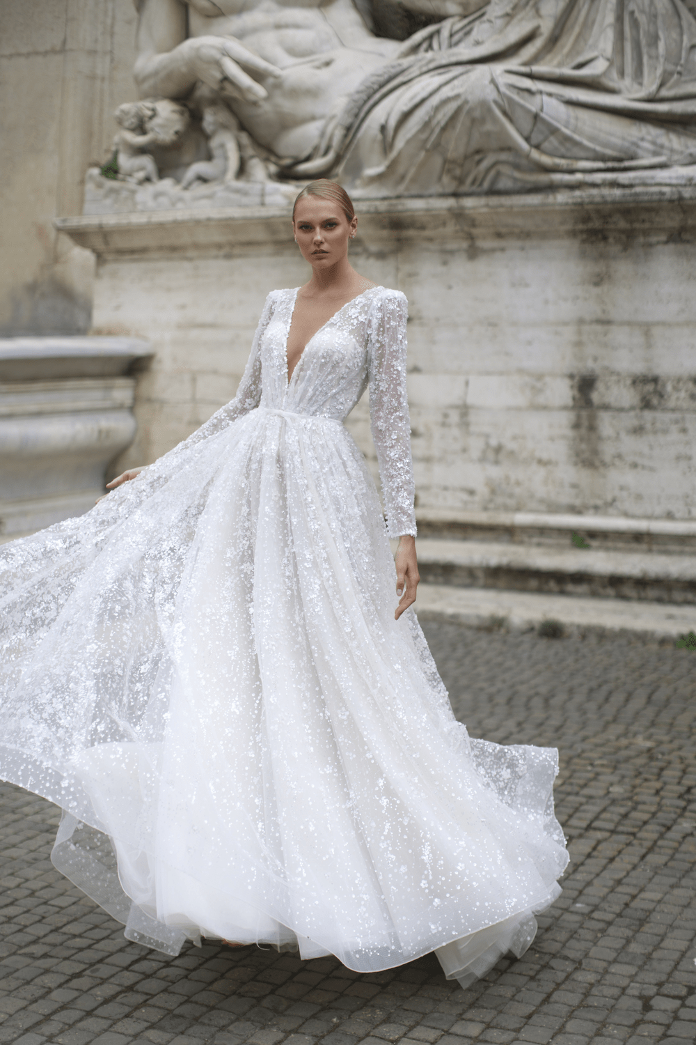 V-neck wedding gowns